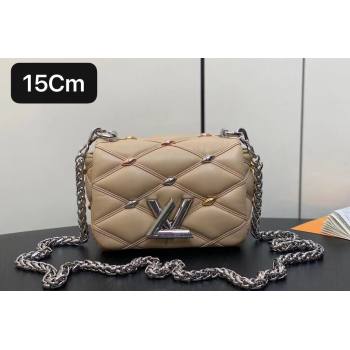 Louis Vuitton Lambskin Pico GO-14 Bag with metal studs M24246 Beige 2024 (kiki-24041120)