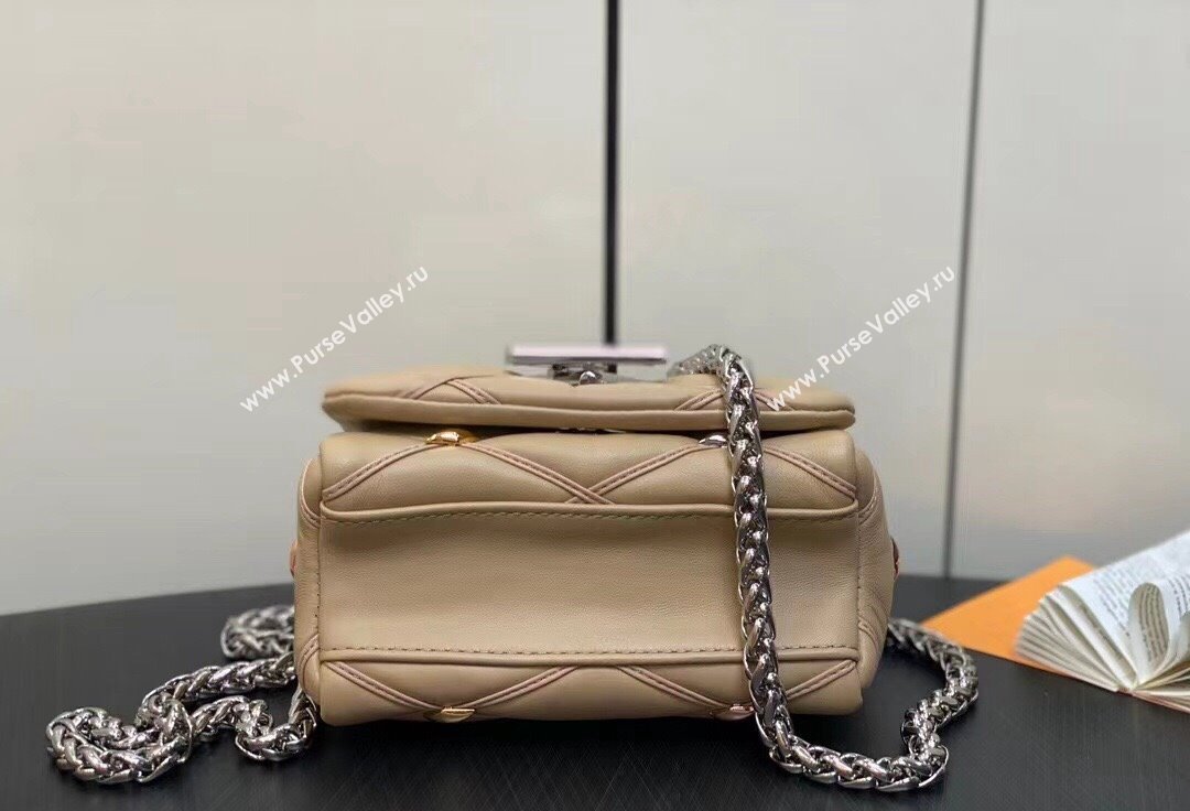 Louis Vuitton Lambskin Pico GO-14 Bag with metal studs M24246 Beige 2024 (kiki-24041120)