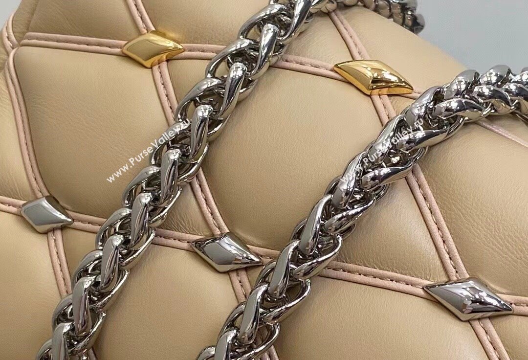 Louis Vuitton Lambskin Pico GO-14 Bag with metal studs M24246 Beige 2024 (kiki-24041120)