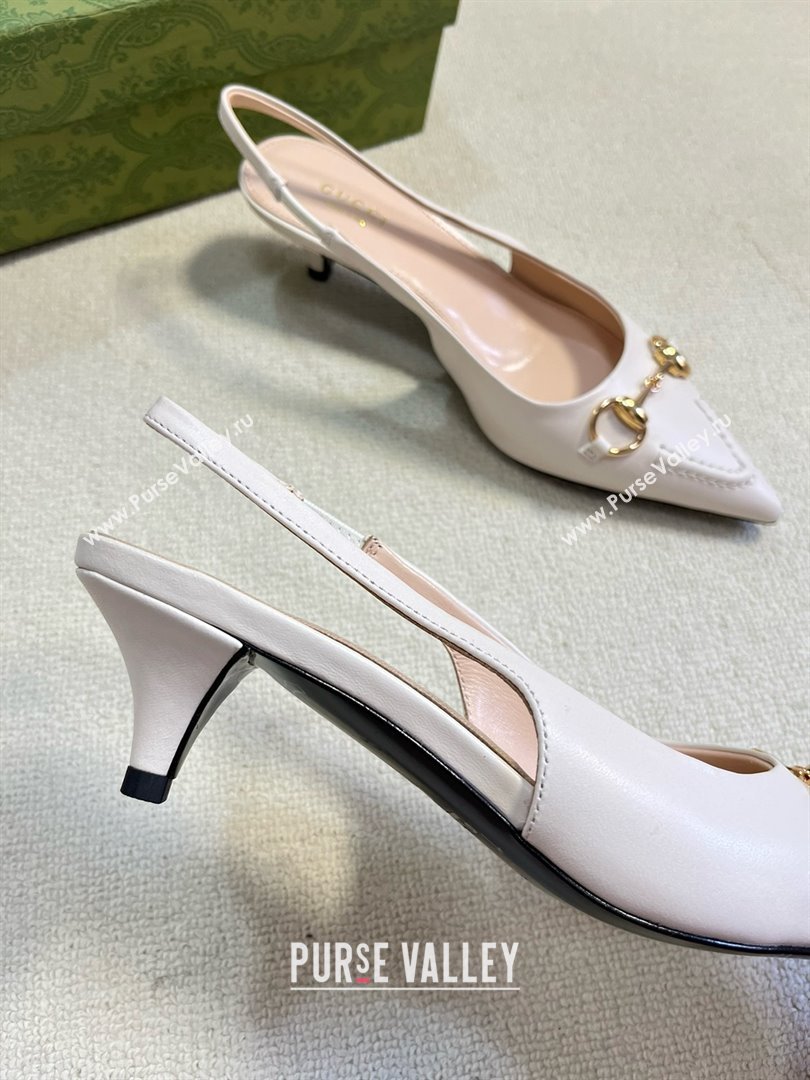 Gucci Womens Horsebit slingback pump 782407 white 2024 (MODENG-240415-09)