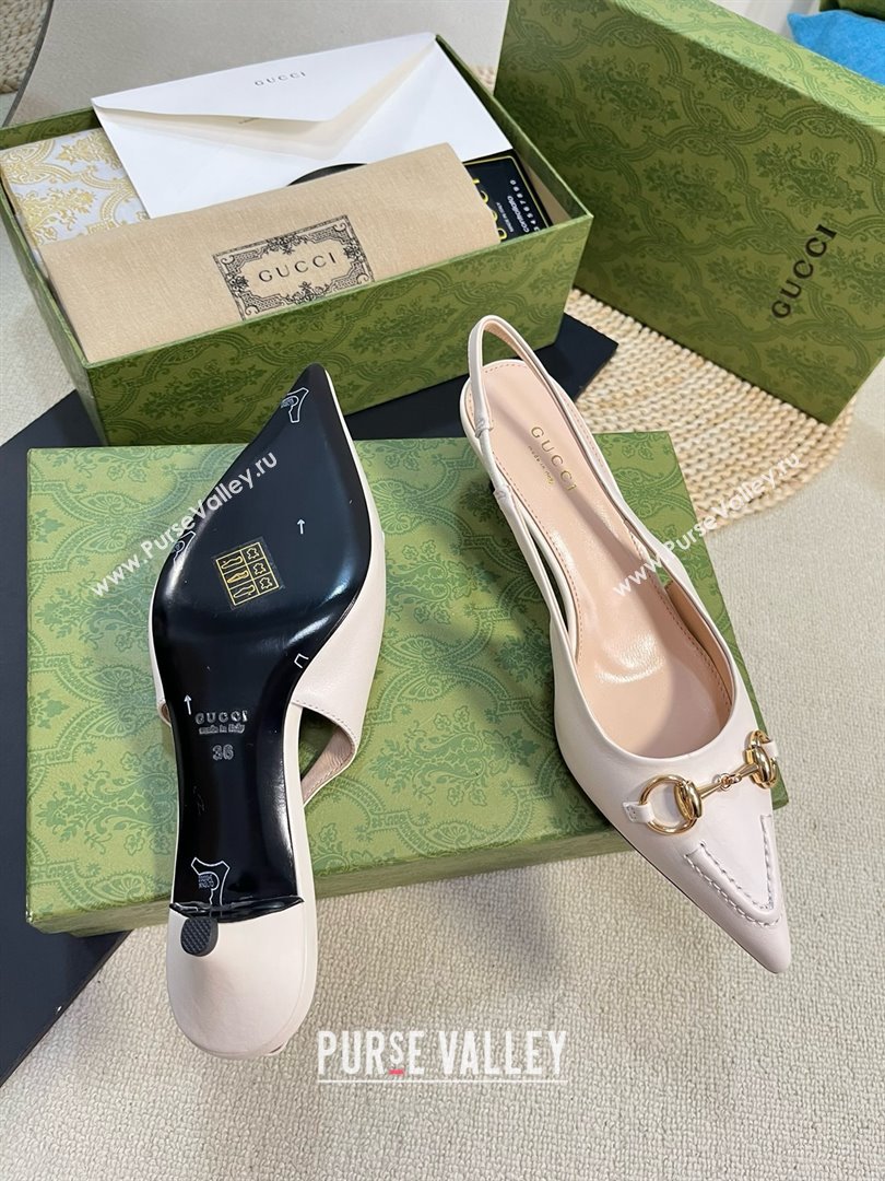 Gucci Womens Horsebit slingback pump 782407 white 2024 (MODENG-240415-09)