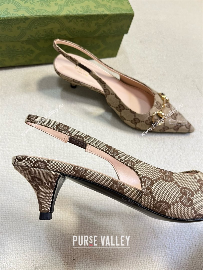 Gucci Womens GG canvas slingback pump 782407 beige 2024 (MODENG-240415-11)