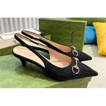 Gucci Womens GG canvas slingback pump 782407 black 2024 (MODENG-240415-13)