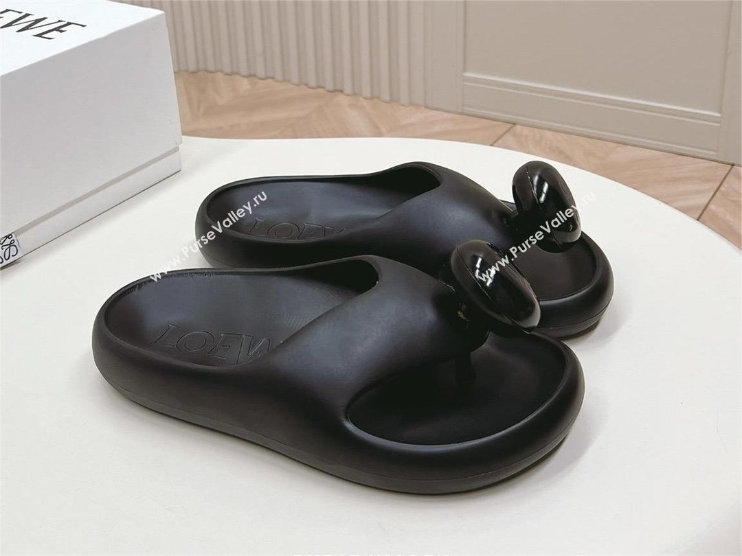 Loewe Paulas Ibiza Bubble rubber thong sandals black 2024 (kaola-240415-06)