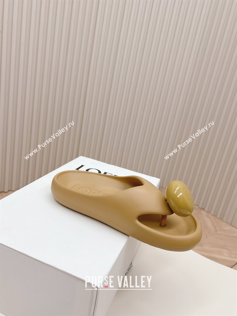 Loewe Paulas Ibiza Bubble rubber thong sandals khaki 2024 (kaola-240415-08)