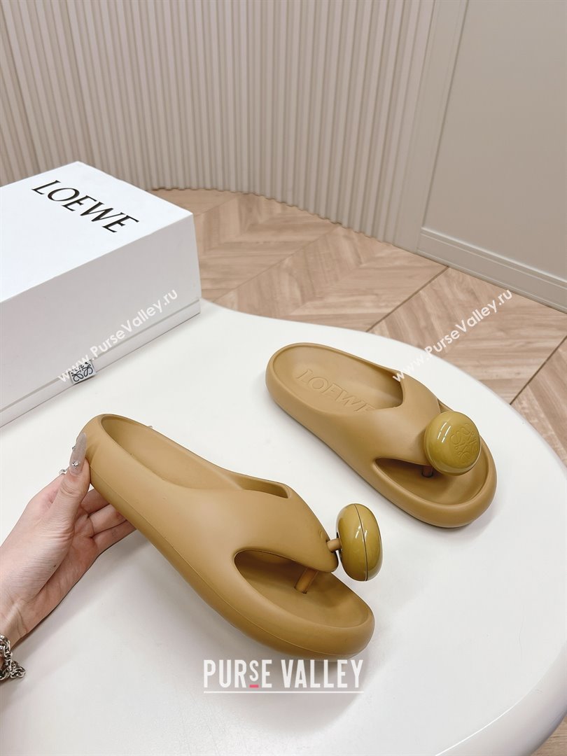 Loewe Paulas Ibiza Bubble rubber thong sandals khaki 2024 (kaola-240415-08)