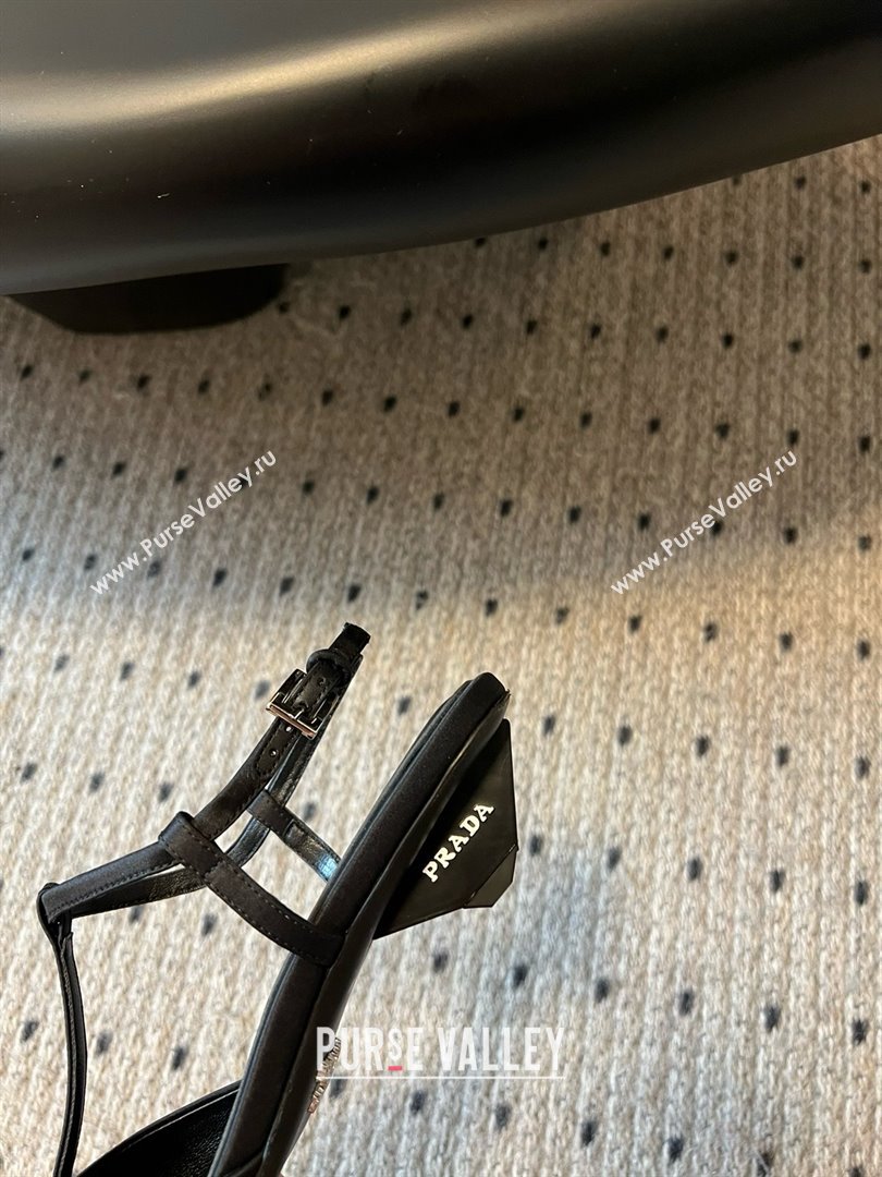 Prada Heel 3.5cm Satin slingback pumps BLACK Spring 2024 (MODENG-240415-25)