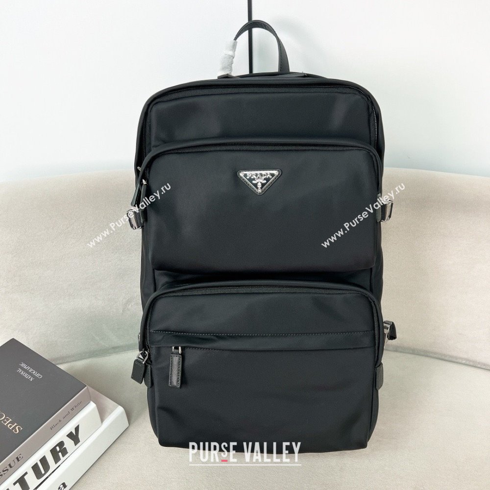 PRADA Re-Nylon and Saffiano leather backpack black 2VZ101 2023 (YANZI-231204-02)