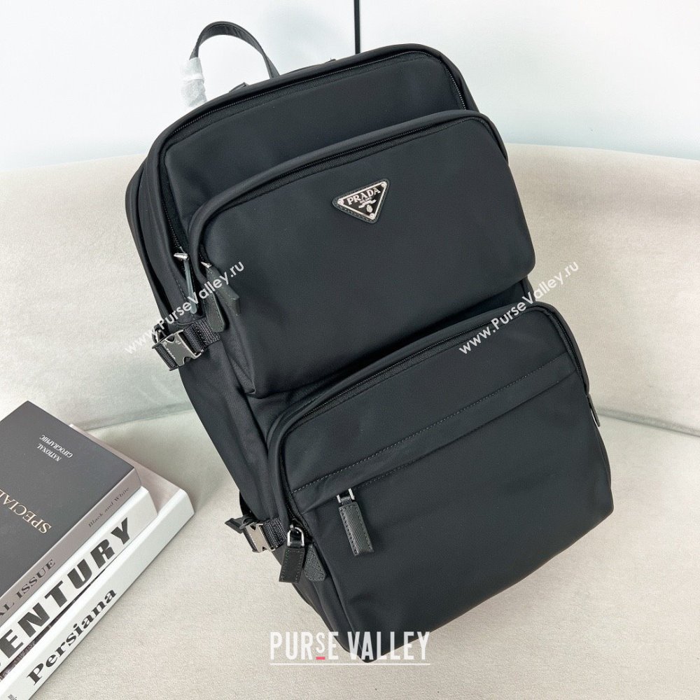 PRADA Re-Nylon and Saffiano leather backpack black 2VZ101 2023 (YANZI-231204-02)