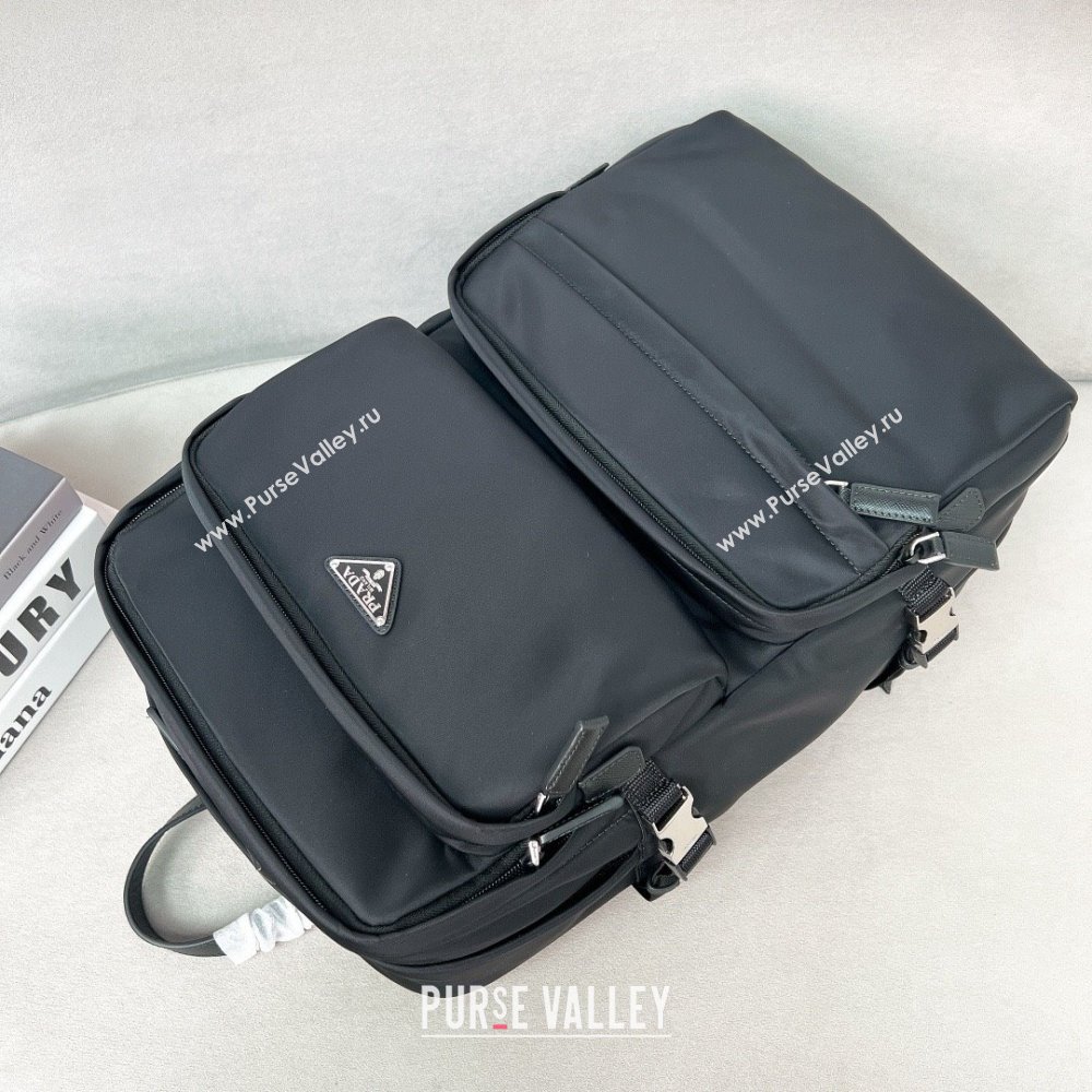 PRADA Re-Nylon and Saffiano leather backpack black 2VZ101 2023 (YANZI-231204-02)