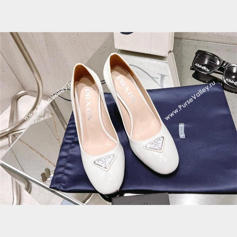 Prada Patent leather pumps white 1I160N 2023 (kaola-231024-05)