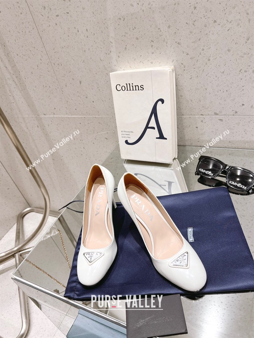 Prada Patent leather pumps white 1I160N 2023 (kaola-231024-05)