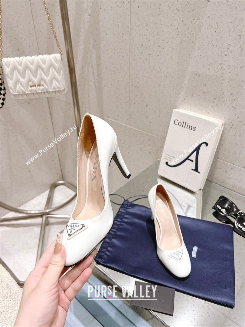 Prada Patent leather pumps white 1I160N 2023 (kaola-231024-05)