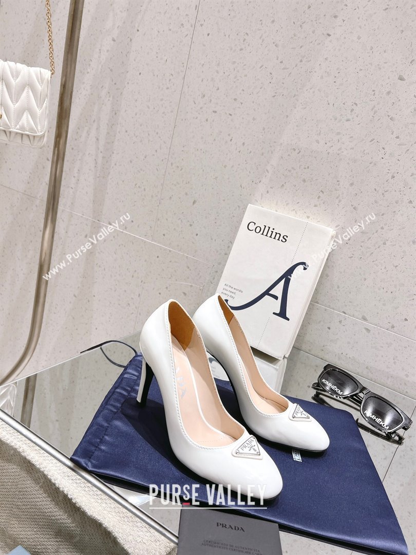 Prada Patent leather pumps white 1I160N 2023 (kaola-231024-05)