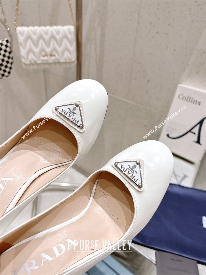 Prada Patent leather pumps white 1I160N 2023 (kaola-231024-05)