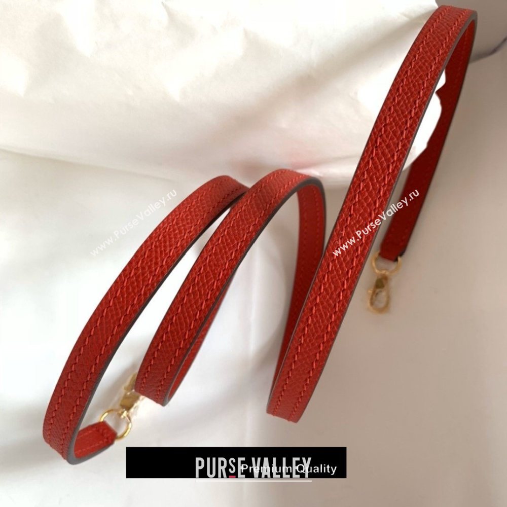 Hermes Mini Kelly II Handbag epsom leather with Gold Hardware half handmade red (fuli-8710)