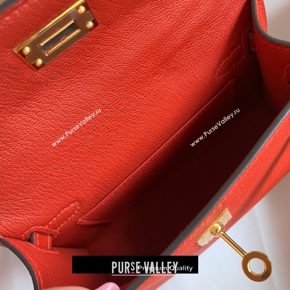 Hermes Mini Kelly II Handbag epsom leather with Gold Hardware half handmade red (fuli-8710)