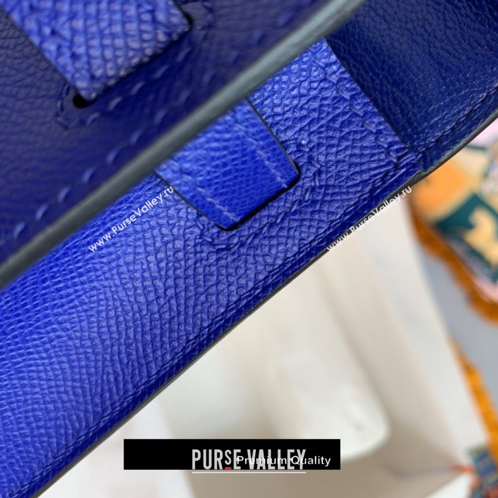 Hermes Mini Kelly II Handbag epsom leather with Gold Hardware half handmade cobalt blue (fuli-8719)