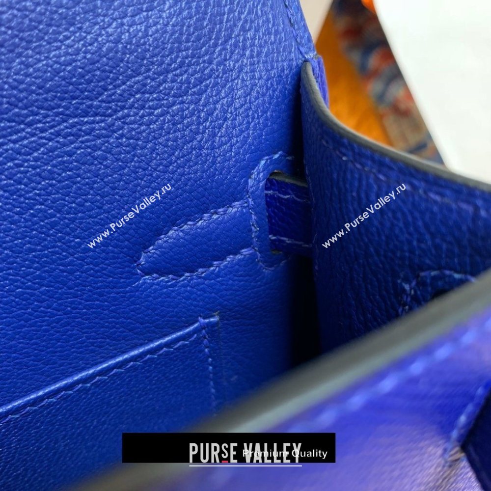 Hermes Mini Kelly II Handbag epsom leather with Gold Hardware half handmade cobalt blue (fuli-8719)