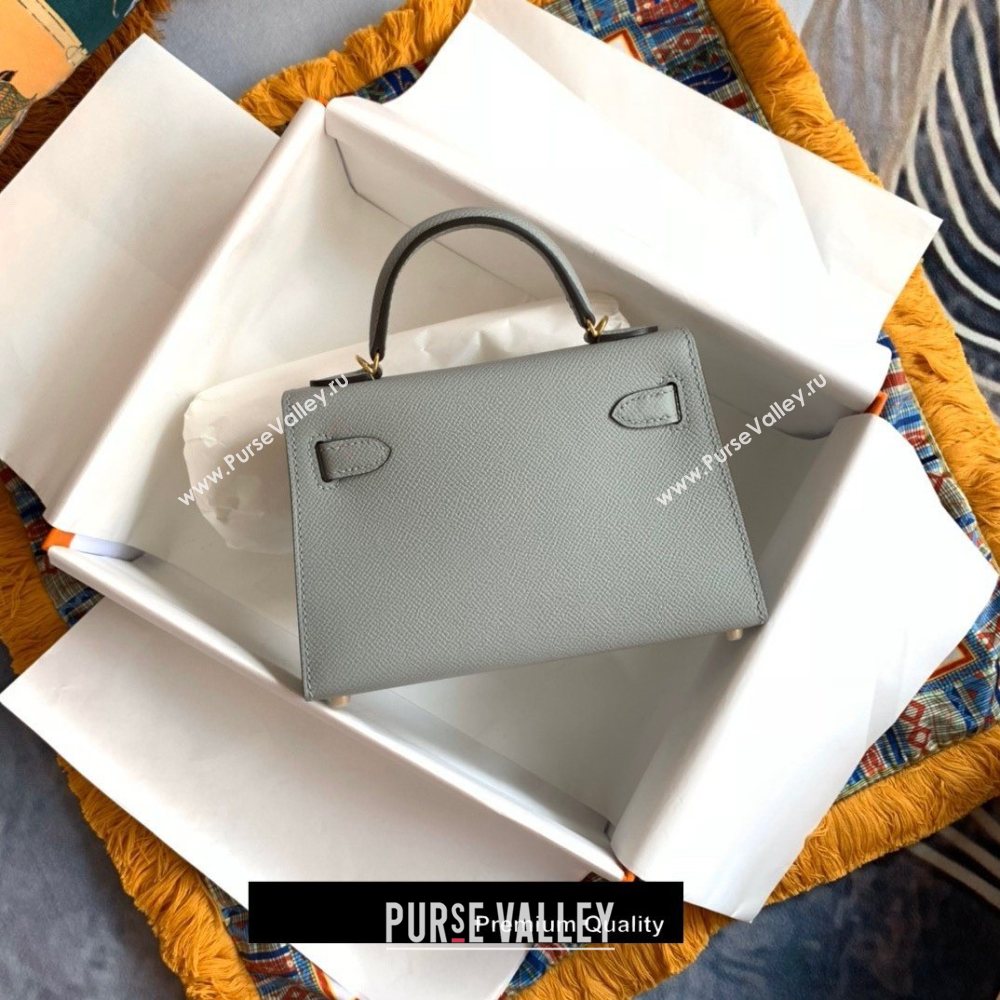 Hermes Mini Kelly II Handbag epsom leather with Gold Hardware half handmade baby blue (fuli-8361)