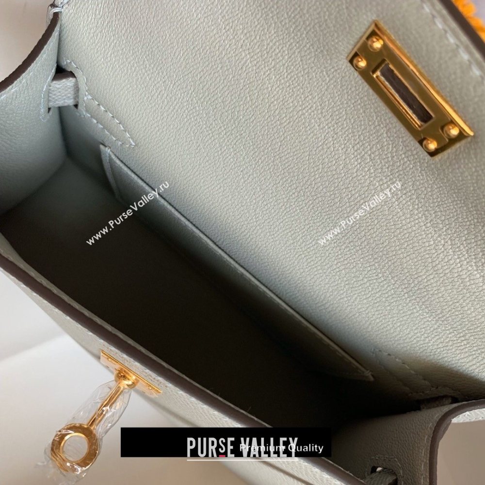 Hermes Mini Kelly II Handbag epsom leather with Gold Hardware half handmade baby blue (fuli-8361)