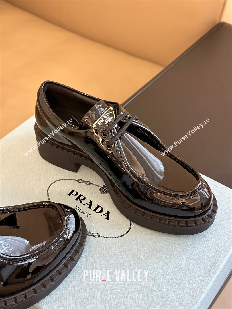 Prada patent leather lace-up shoes black 1E249N 2023 (KAOLA-231024-13)