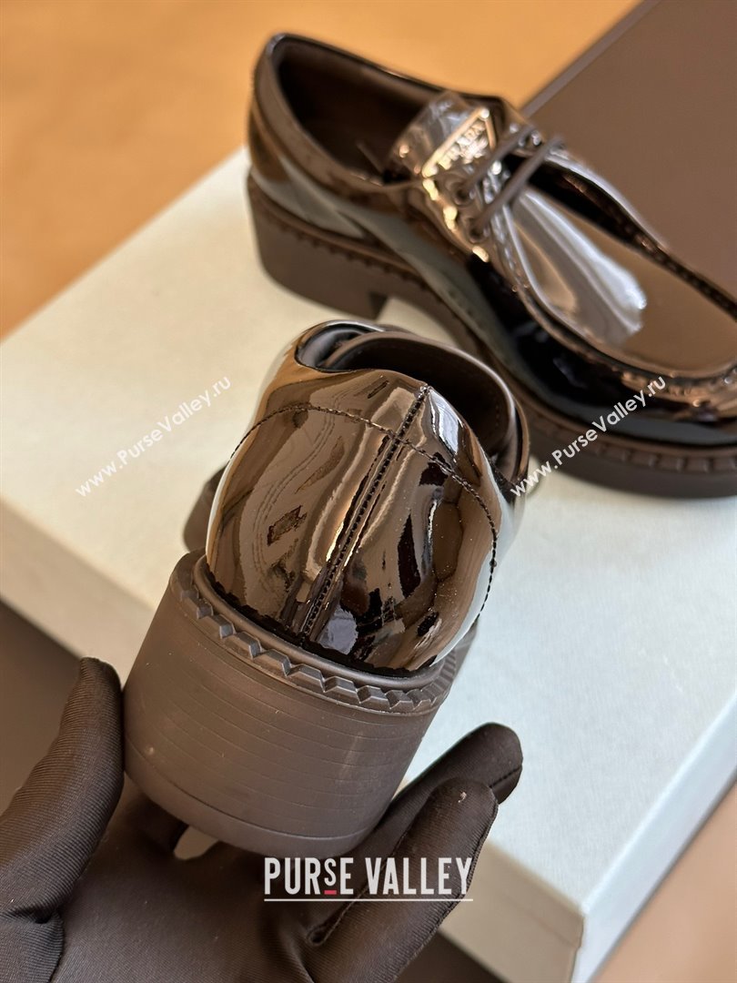 Prada patent leather lace-up shoes black 1E249N 2023 (KAOLA-231024-13)