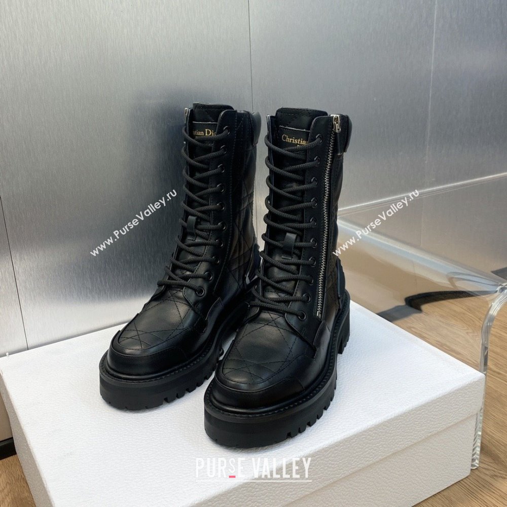 Dior Black Quilted Cannage Calfskin D-Leader Ankle Boot 2023 (jincheng-231024-06)