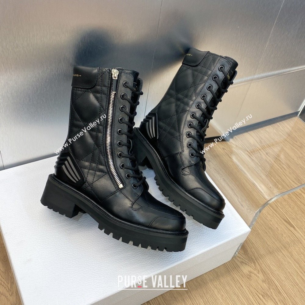 Dior Black Quilted Cannage Calfskin D-Leader Ankle Boot 2023 (jincheng-231024-06)