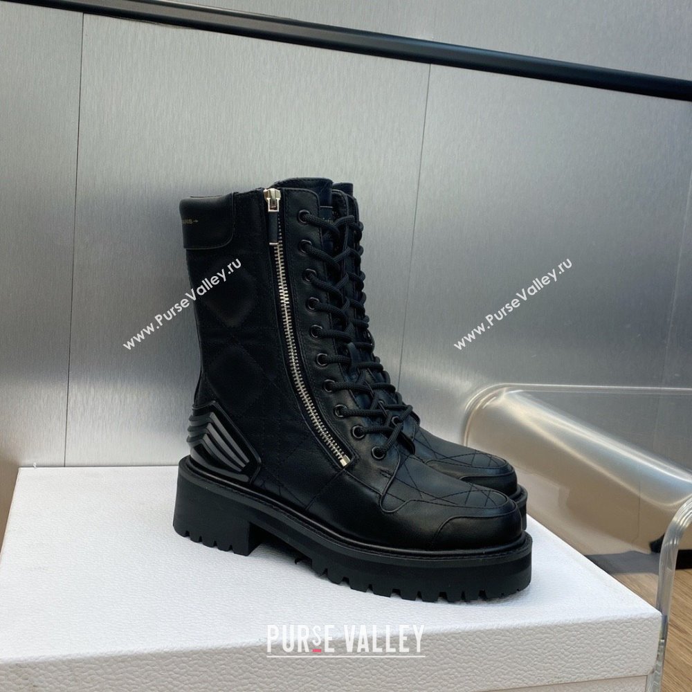 Dior Black Quilted Cannage Calfskin D-Leader Ankle Boot 2023 (jincheng-231024-06)