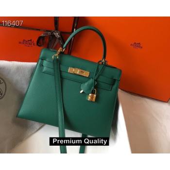 Hermes Kelly 25/28/32cm Bag in epsom Leather with golden hardware peacock green (fuli-2367)