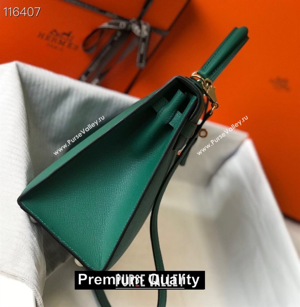 Hermes Kelly 25/28/32cm Bag in epsom Leather with golden hardware peacock green (fuli-2367)