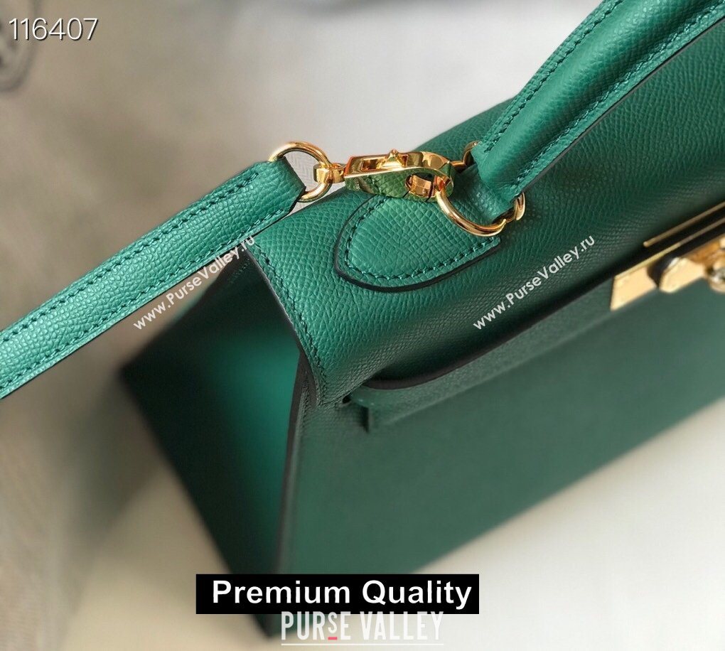 Hermes Kelly 25/28/32cm Bag in epsom Leather with golden hardware peacock green (fuli-2367)