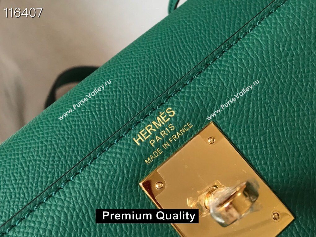 Hermes Kelly 25/28/32cm Bag in epsom Leather with golden hardware peacock green (fuli-2367)