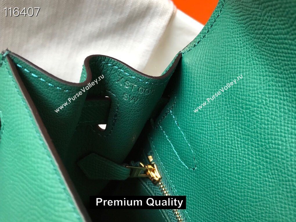 Hermes Kelly 25/28/32cm Bag in epsom Leather with golden hardware peacock green (fuli-2367)