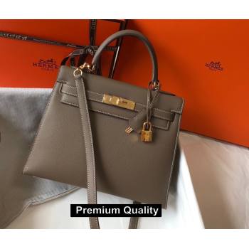 Hermes Kelly 25/28/32cm Bag in epsom Leather with golden hardware elephant gray (fuli-9580)