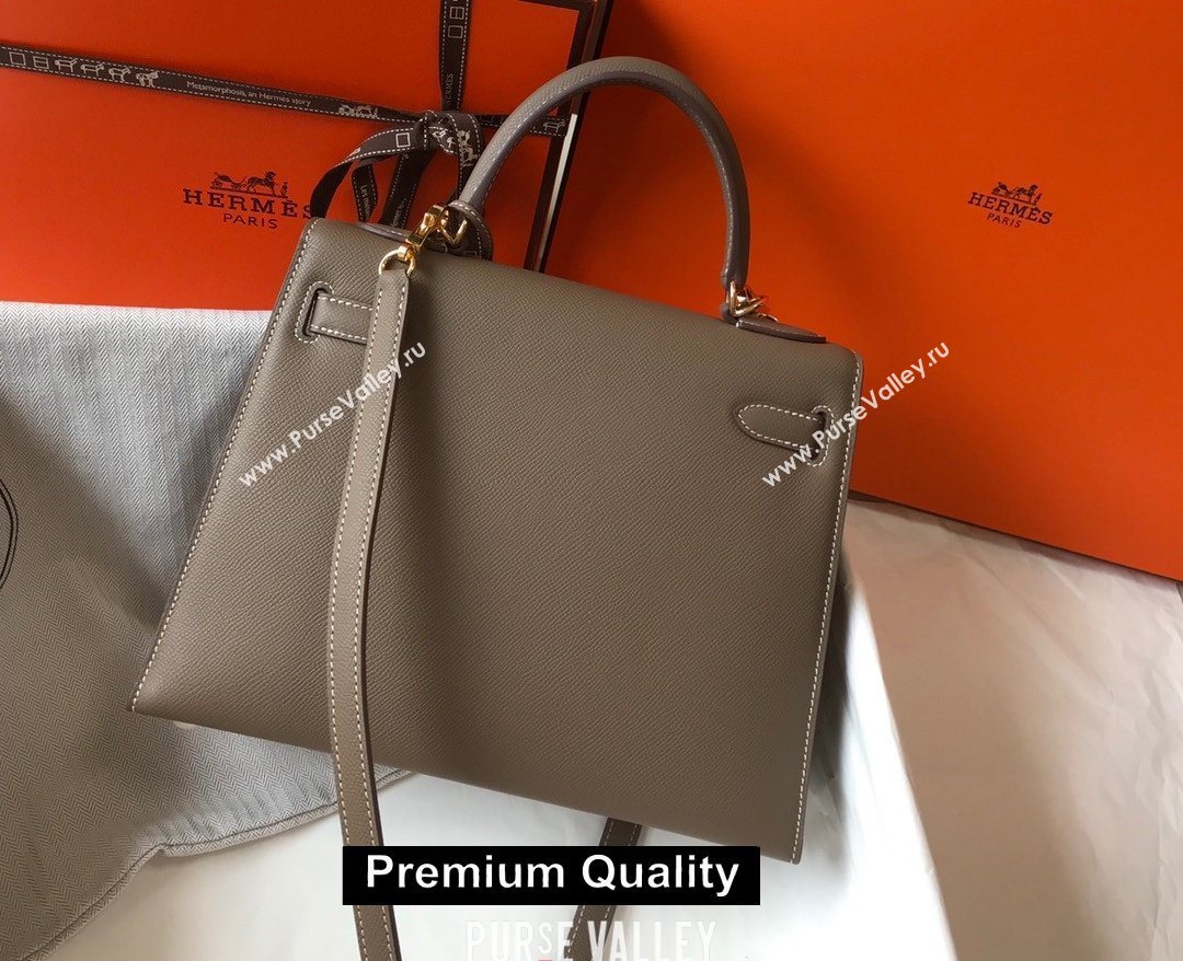 Hermes Kelly 25/28/32cm Bag in epsom Leather with golden hardware elephant gray (fuli-9580)