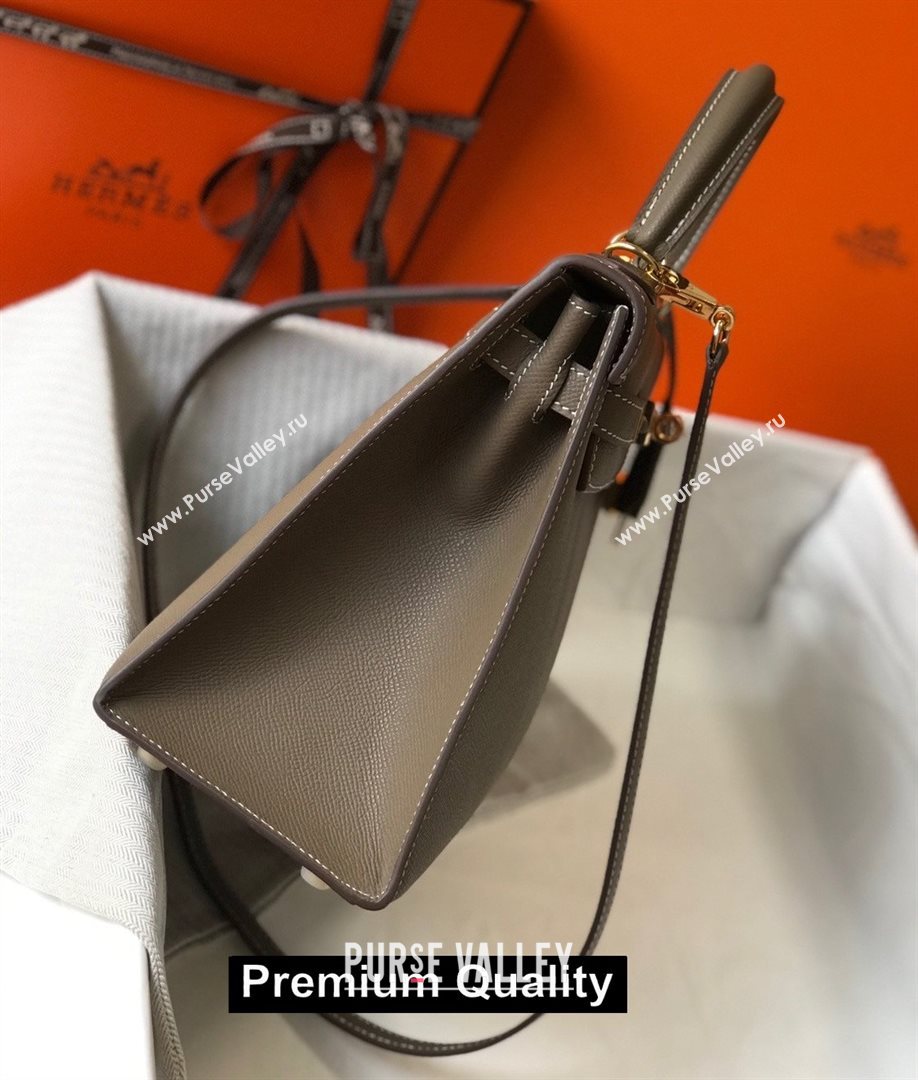 Hermes Kelly 25/28/32cm Bag in epsom Leather with golden hardware elephant gray (fuli-9580)
