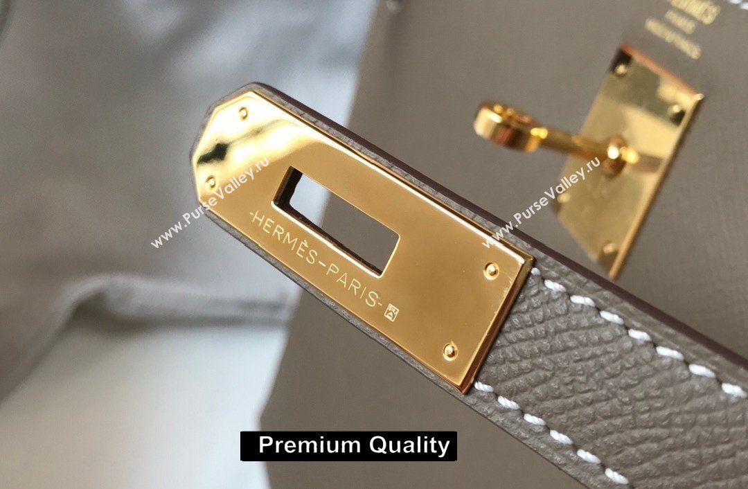 Hermes Kelly 25/28/32cm Bag in epsom Leather with golden hardware elephant gray (fuli-9580)