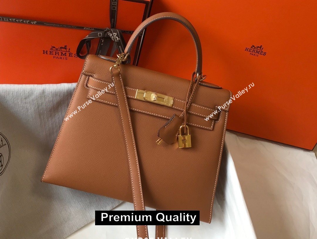 Hermes Kelly 25/28/32cm Bag in epsom Leather with golden hardware camel (fuli-5910)