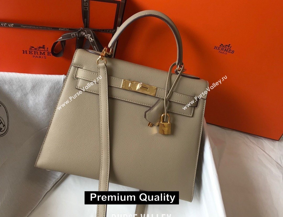 Hermes Kelly 25/28/32cm Bag in epsom Leather with golden hardware Etoupe (fuli-5297)