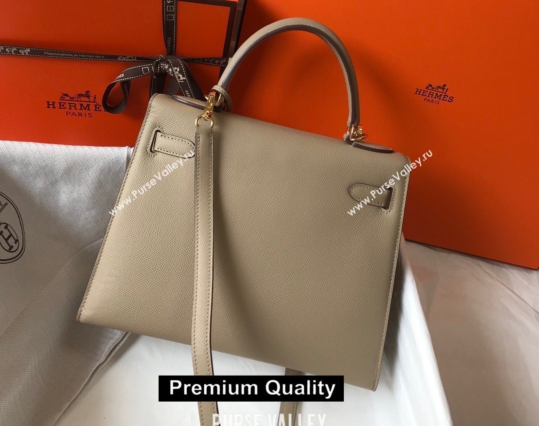 Hermes Kelly 25/28/32cm Bag in epsom Leather with golden hardware Etoupe (fuli-5297)