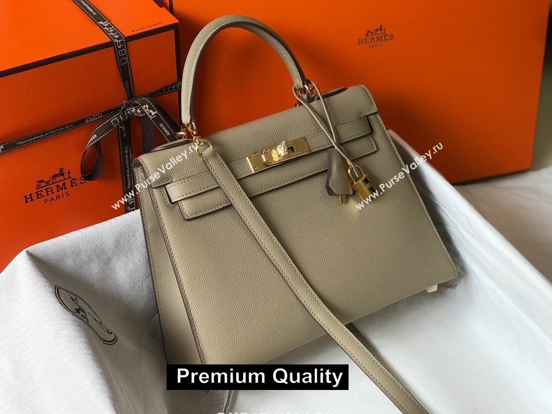 Hermes Kelly 25/28/32cm Bag in epsom Leather with golden hardware Etoupe (fuli-5297)