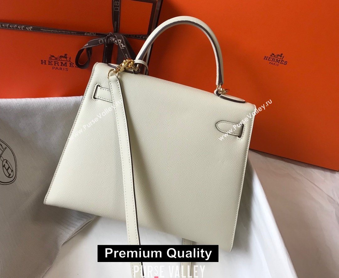 Hermes Kelly 25/28/32cm Bag in epsom Leather with golden hardware white (fuli-6307)