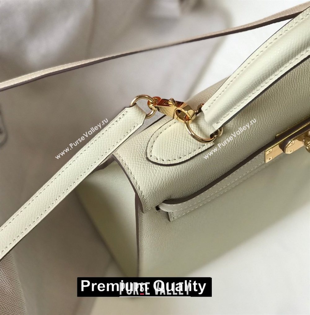 Hermes Kelly 25/28/32cm Bag in epsom Leather with golden hardware white (fuli-6307)