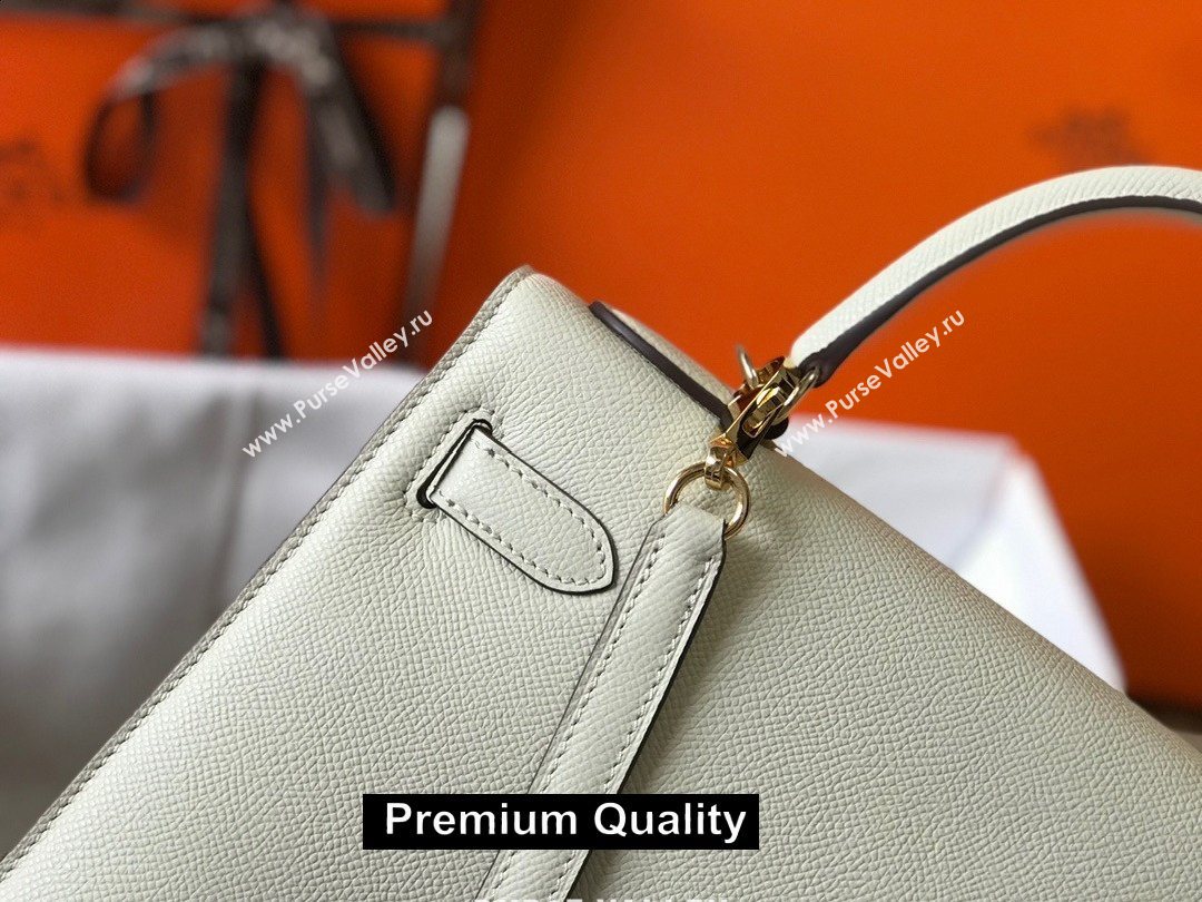 Hermes Kelly 25/28/32cm Bag in epsom Leather with golden hardware white (fuli-6307)