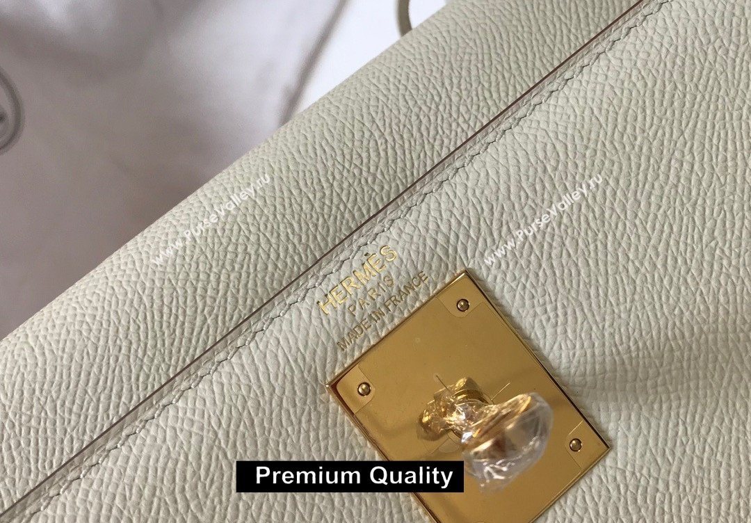 Hermes Kelly 25/28/32cm Bag in epsom Leather with golden hardware white (fuli-6307)