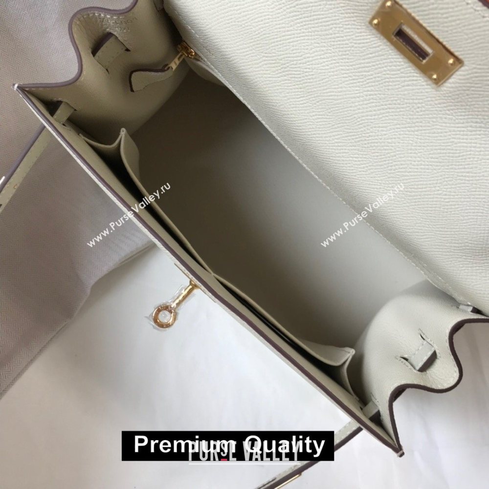 Hermes Kelly 25/28/32cm Bag in epsom Leather with golden hardware white (fuli-6307)