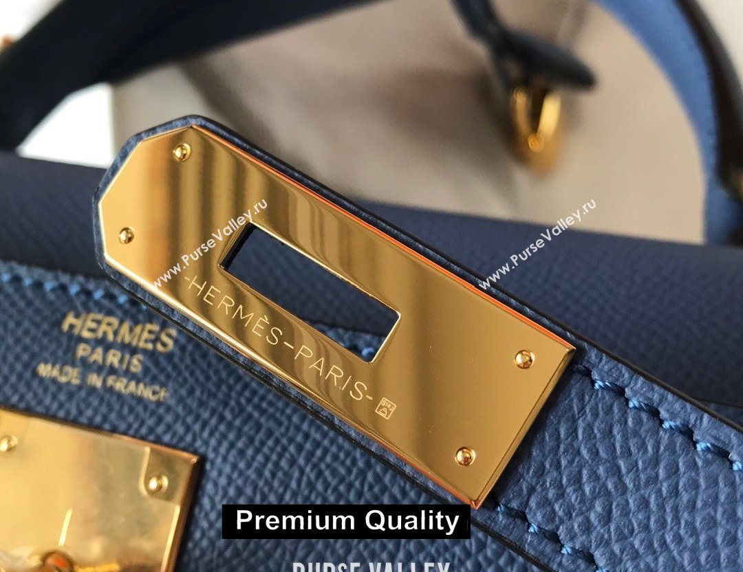 Hermes Kelly 25/28/32cm Bag in epsom Leather with golden hardware blue (fuli-5307)