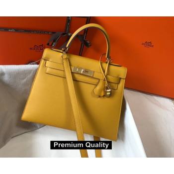 Hermes Kelly 25/28/32cm Bag in epsom Leather with golden hardware yellow (fuli-5679)